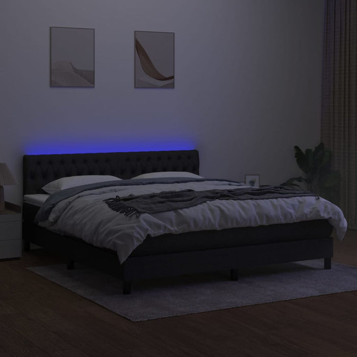 Letto a Molle con Materasso e LED Nero 180x200cm in Tessuto 3133415