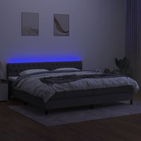 Letto a Molle Materasso e LED Grigio Scuro 200x200cm in Tessuto cod mxl 58501