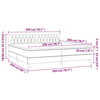 Letto a Molle Materasso e LED Grigio Scuro 200x200cm in Tessuto cod mxl 58501