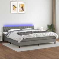 Letto a Molle Materasso e LED Grigio Scuro 200x200cm in Tessuto cod mxl 58501