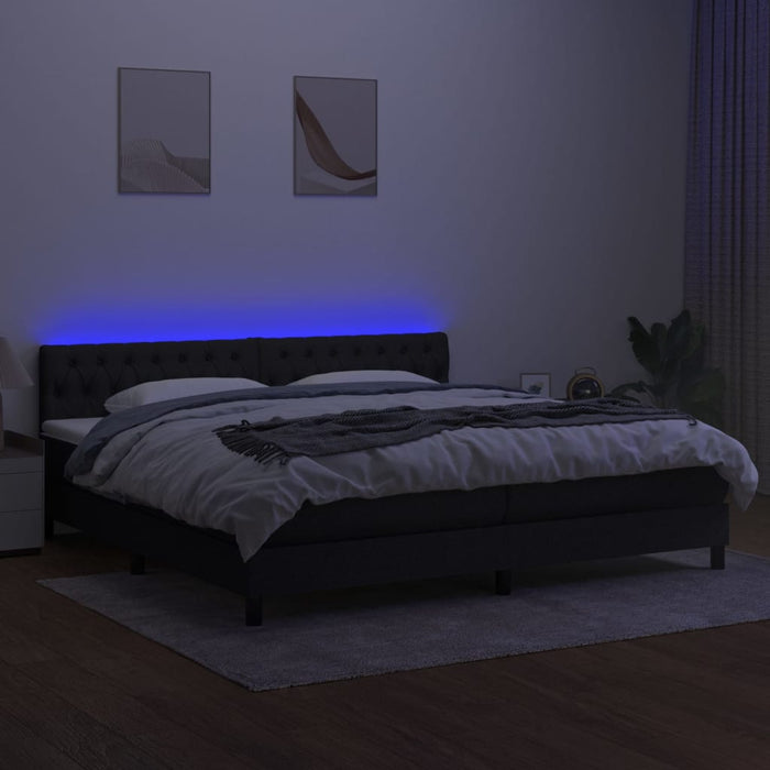 Letto a Molle Materasso e LED Nero 200x200cm in Tessuto cod mxl 60297