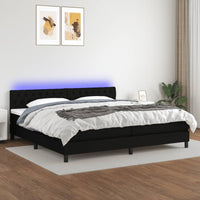 Letto a Molle Materasso e LED Nero 200x200cm in Tessuto cod mxl 60297