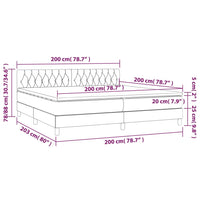 Letto a Molle Materasso e LED tortora 200x200cm in Tessuto 3133425