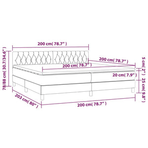 Letto a Molle Materasso e LED tortora 200x200cm in Tessuto 3133425