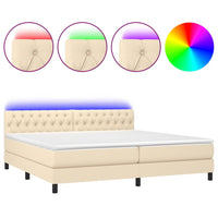 Letto a Molle Materasso e LED bianco 200x200cm in Tessuto 3133426