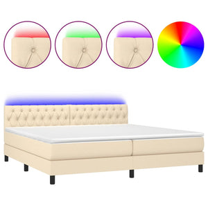 Letto a Molle Materasso e LED bianco 200x200cm in Tessuto cod mxl 60124