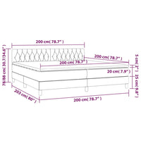 Letto a Molle Materasso e LED bianco 200x200cm in Tessuto 3133426