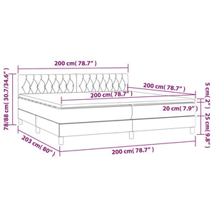 Letto a Molle Materasso e LED bianco 200x200cm in Tessuto 3133426