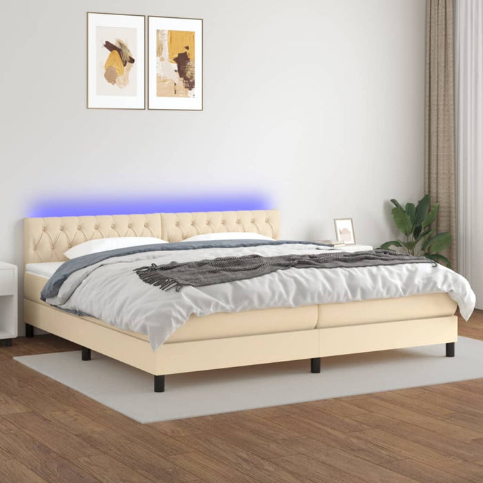 Letto a Molle Materasso e LED bianco 200x200cm in Tessuto 3133426