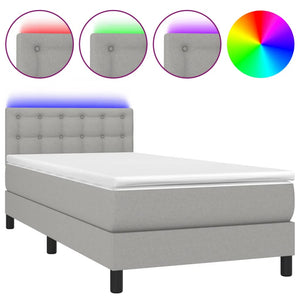 Letto a Molle Materasso e LED Grigio Chiaro 80x200 cm Tessuto 3133429