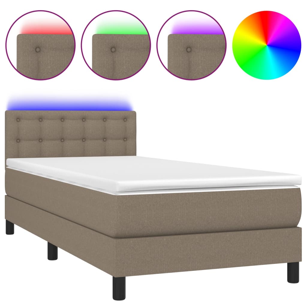 Letto a Molle con Materasso e LED Tortora 80x200 cm in Tessuto cod mxl 54616