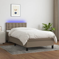 Letto a Molle con Materasso e LED Tortora 80x200 cm in Tessuto cod mxl 54616