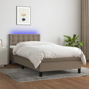 Letto a Molle con Materasso e LED Tortora 80x200 cm in Tessuto cod mxl 54616