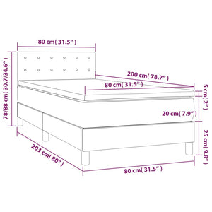 Letto a Molle con Materasso e LED Crema 80x200 cm in Tessuto 3133434