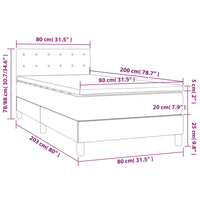 Letto a Molle con Materasso e LED Blu 80x200 cm in Tessuto 3133435