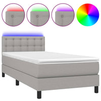 Letto a Molle Materasso e LED Grigio Chiaro 90x190 cm Tessuto 3133437