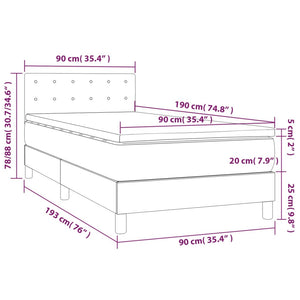 Letto a Molle con Materasso e LED Tortora 90x190 cm in Tessuto cod mxl 33424