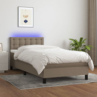 Letto a Molle con Materasso e LED Tortora 90x190 cm in Tessuto cod mxl 33424