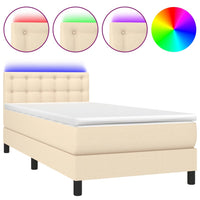 Letto a Molle con Materasso e LED Crema 90x200 cm in Tessutocod mxl 98806