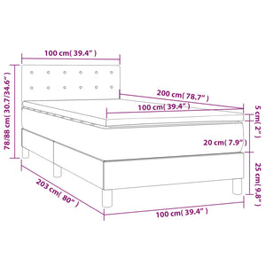 Letto a Molle con Materasso e LED Blu 100x200cm in Tessuto 3133459