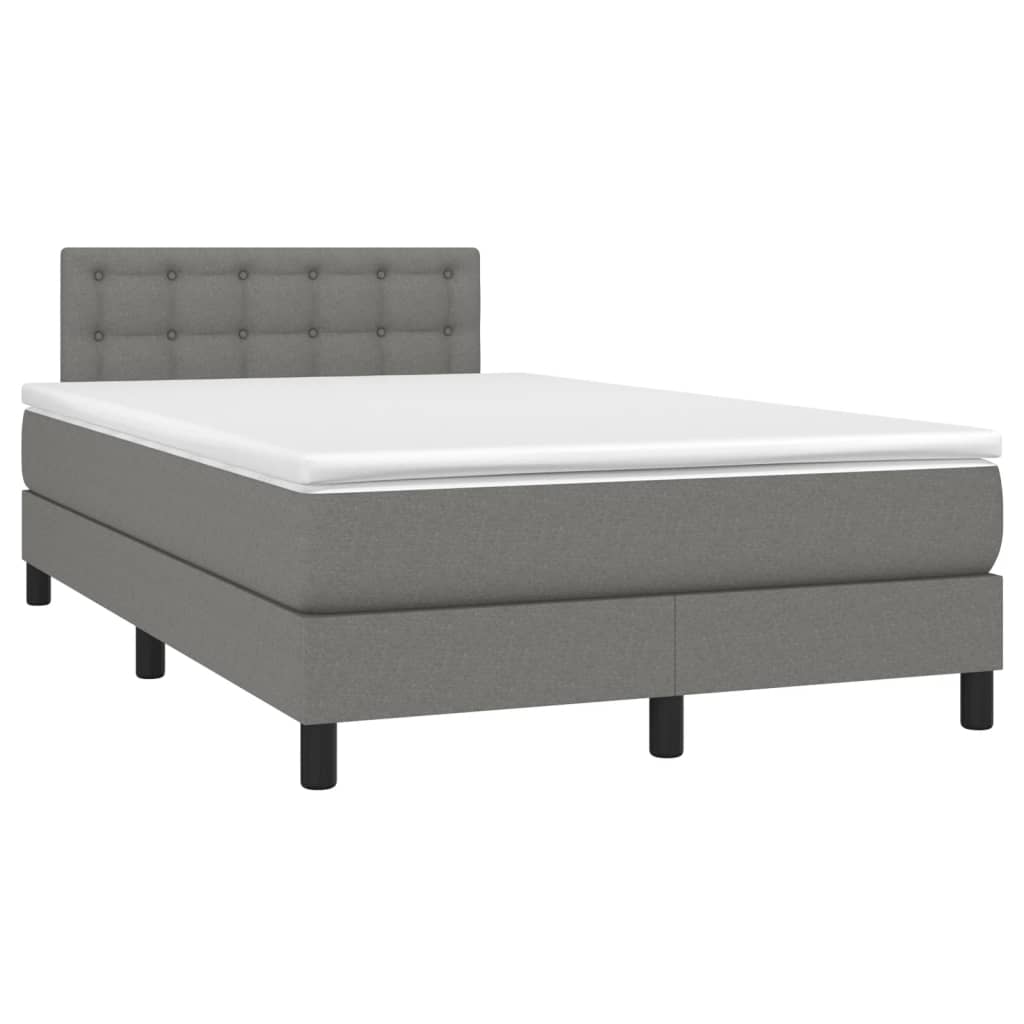 Letto a Molle Materasso e LED Grigio Scuro 120x200cm in Tessuto cod mxl 65256