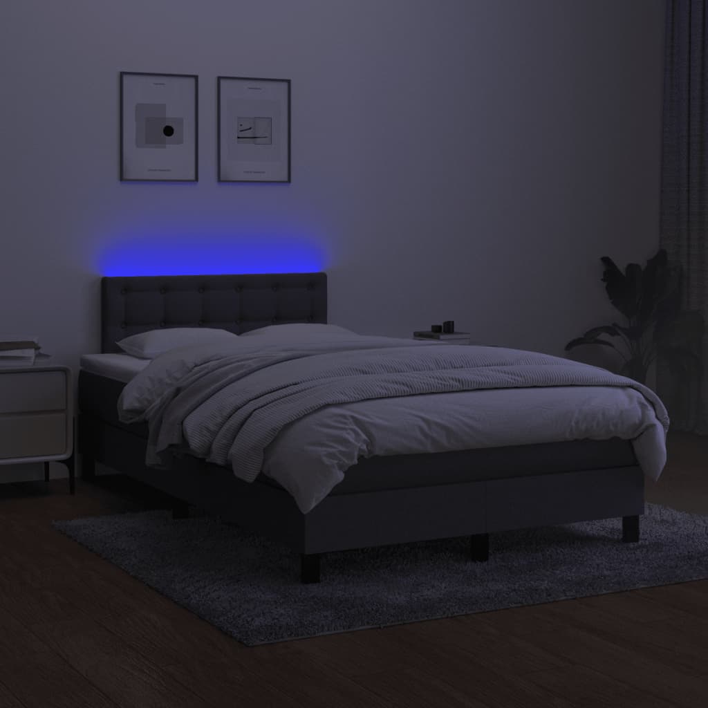 Letto a Molle Materasso e LED Grigio Scuro 120x200cm in Tessuto cod mxl 65256