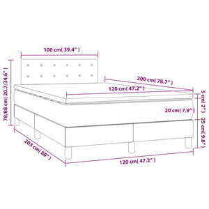 Letto a Molle Materasso e LED Grigio Scuro 120x200cm in Tessuto cod mxl 65256