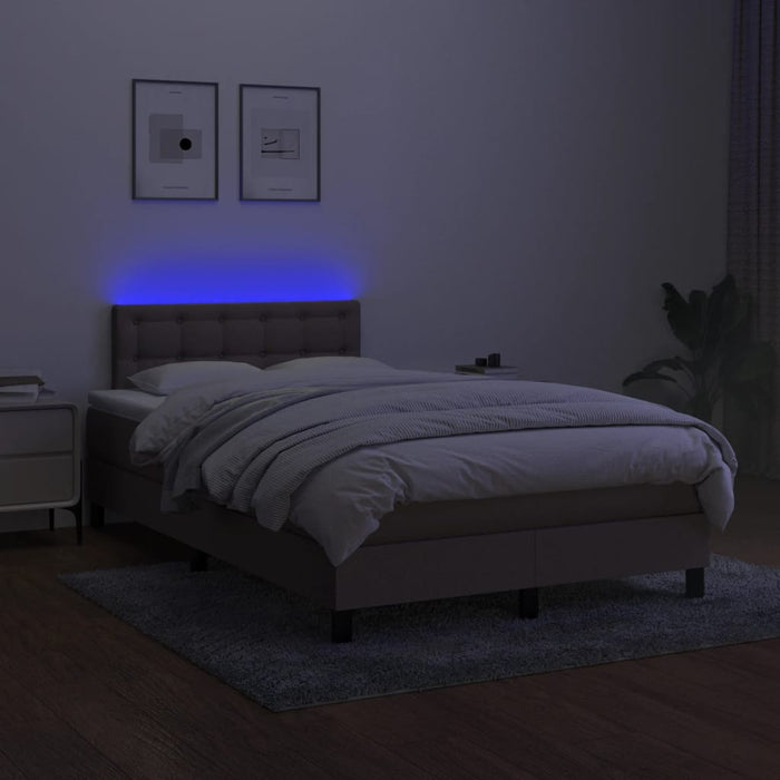 Letto a Molle con Materasso e LED Tortora 120x200cm in Tessuto cod mxl 57722