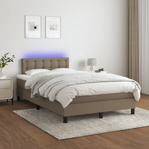 Letto a Molle con Materasso e LED Tortora 120x200cm in Tessuto cod mxl 57722