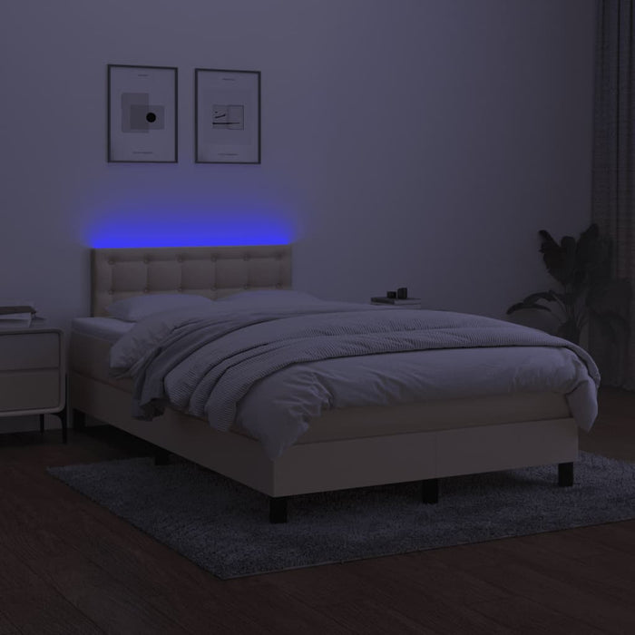 Letto a Molle con Materasso e LED Crema 120x200cm in Tessuto cod mxl 54744