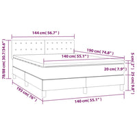 Letto a Molle con Materasso e LED Tortora 140x190 cm in Tessuto 3133473