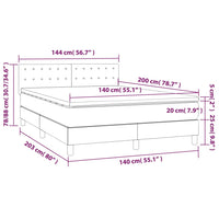 Letto a Molle Materasso e LED Grigio Chiaro 140x200 cm Tessuto cod mxl 47244