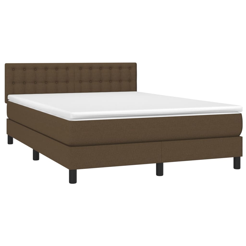 Letto a Molle Materasso e LED Marrone Scuro 140x200 cm Tessuto cod mxl 39460