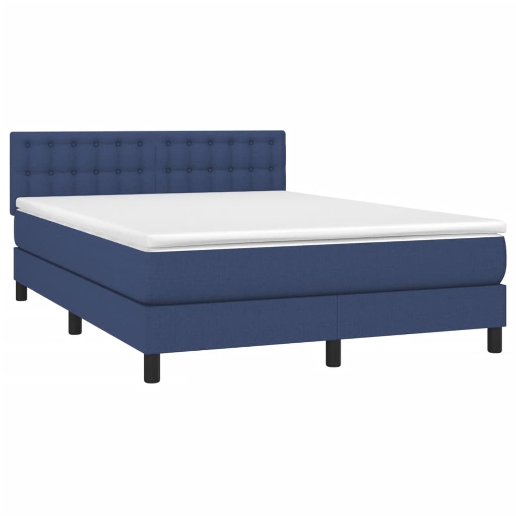 Letto a Molle con Materasso e LED Blu 140x200 cm in Tessuto 3133483