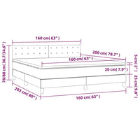 Letto a Molle con Materasso e LED Tortora 160x200 cm in Tessuto 3133489