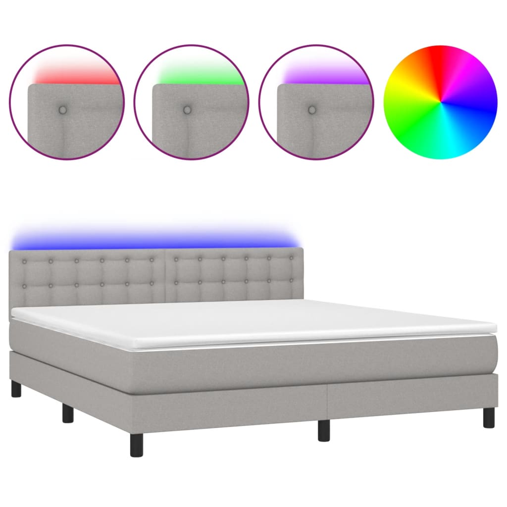 Letto a Molle Materasso e LED Grigio Chiaro 180x200 cm Tessuto cod mxl 62408