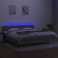 Letto a Molle Materasso e LED tortora 200x200cm in Tessuto 3133505