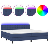 Letto a Molle Materasso e LED Blu 200x200cm in Tessuto 3133507