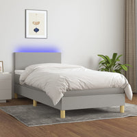 Letto a Molle Materasso e LED Grigio Chiaro 80x200 cm Tessuto 3133509