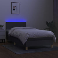 Letto a Molle Materasso e LED Marrone Scuro 80x200cm in Tessuto cod mxl 60132