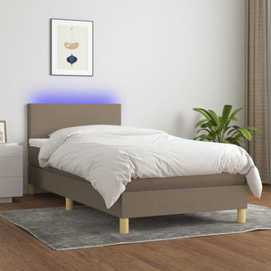 Letto a Molle con Materasso e LED Tortora 80x200 cm in Tessuto 3133513