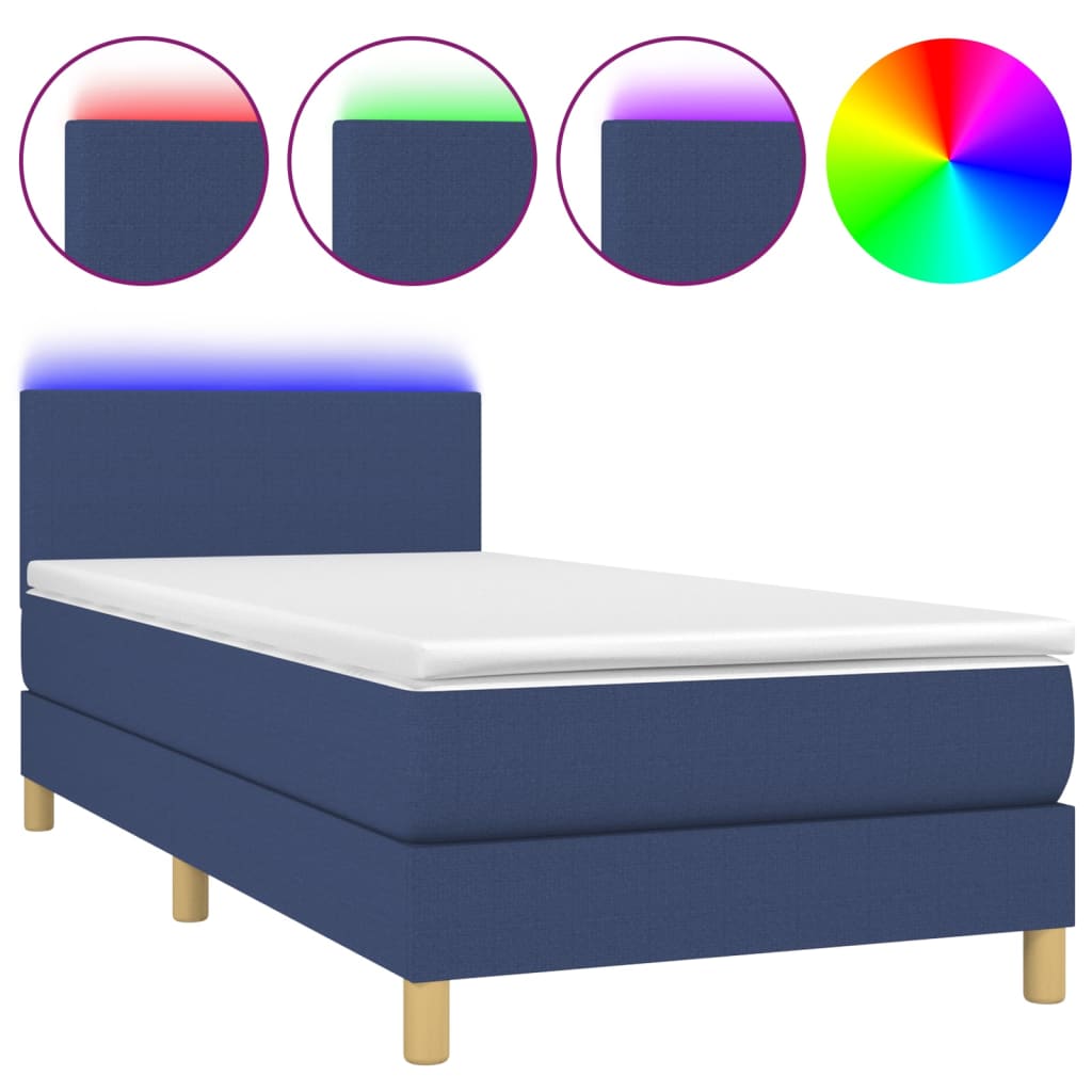 Letto a Molle con Materasso e LED Blu 80x200 cm in Tessuto cod mxl 55329