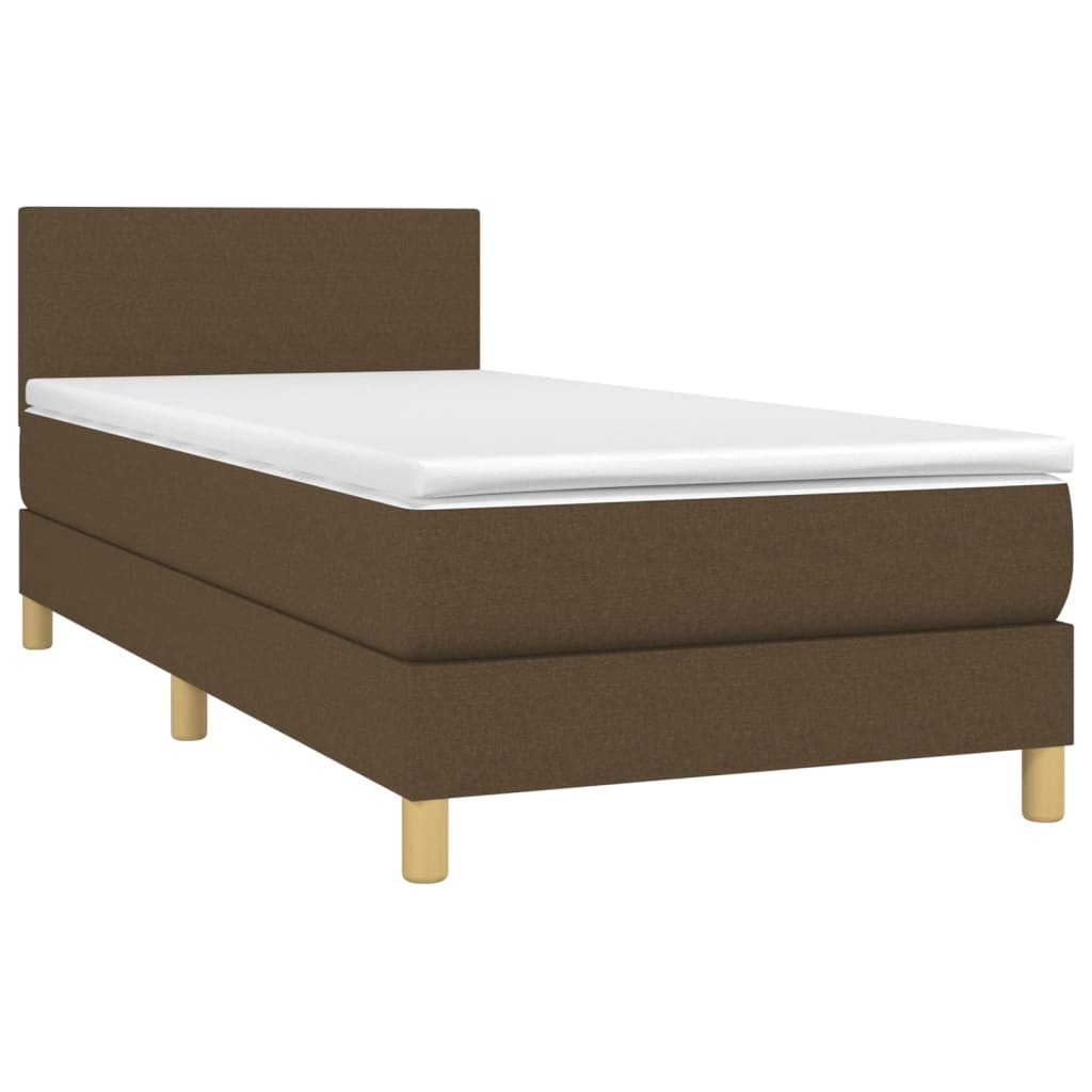 Letto a Molle Materasso e LED Marrone Scuro 90x190cm in Tessuto cod mxl 60756