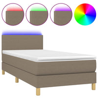 Letto a Molle con Materasso e LED Tortora 90x200 cm in Tessuto cod mxl 62653