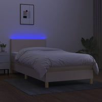 Letto a Molle con Materasso e LED Crema 90x200 cm in Tessuto 3133530