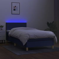 Letto a Molle con Materasso e LED Blu 90x200 cm in Tessuto 3133531