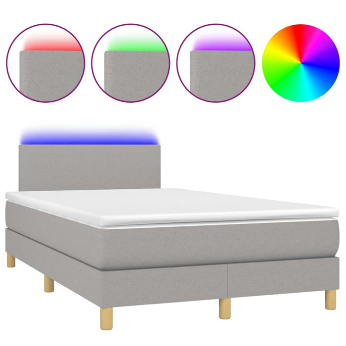 Letto a Molle Materasso e LED Grigio Chiaro 120x200 cm Tessuto cod mxl 61604