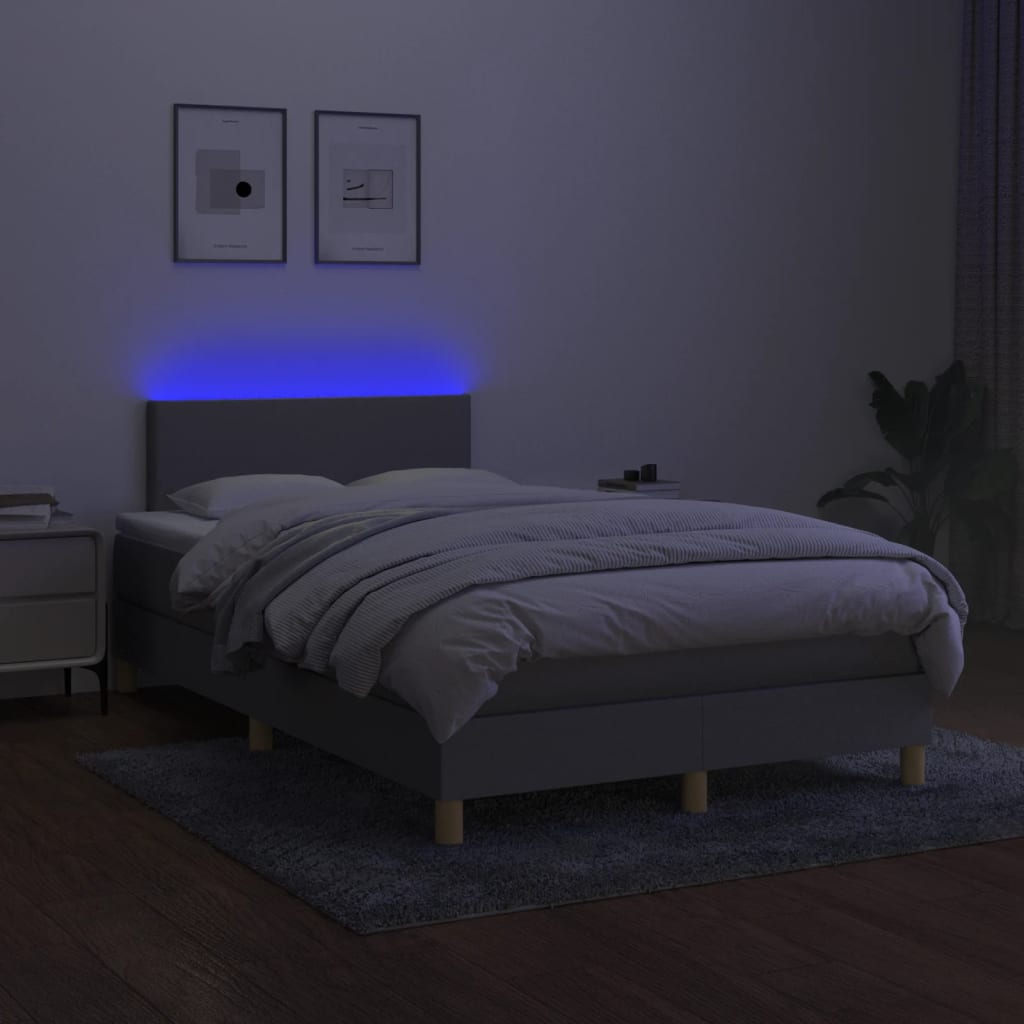 Letto a Molle Materasso e LED Grigio Chiaro 120x200 cm Tessuto cod mxl 61604