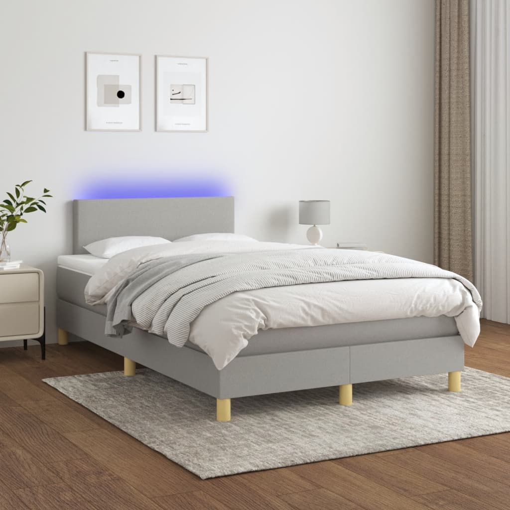 Letto a Molle Materasso e LED Grigio Chiaro 120x200 cm Tessuto cod mxl 61604