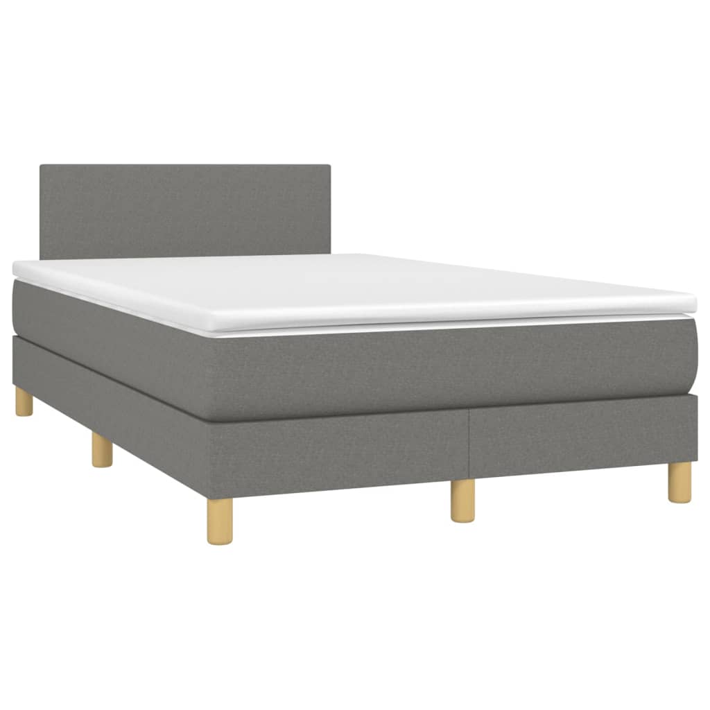 Letto a Molle Materasso e LED Grigio Scuro 120x200cm in Tessuto cod mxl 59987